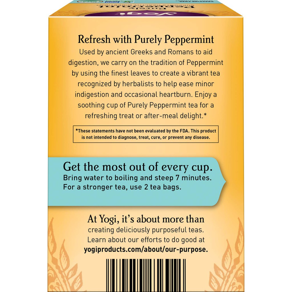 [Yogi] Trà Hữu Cơ Hương Vị Bạc Hà, Hỗ Trợ Tiêu Hóa Khỏe Mạnh - Yogi Tea Purely Peppermint