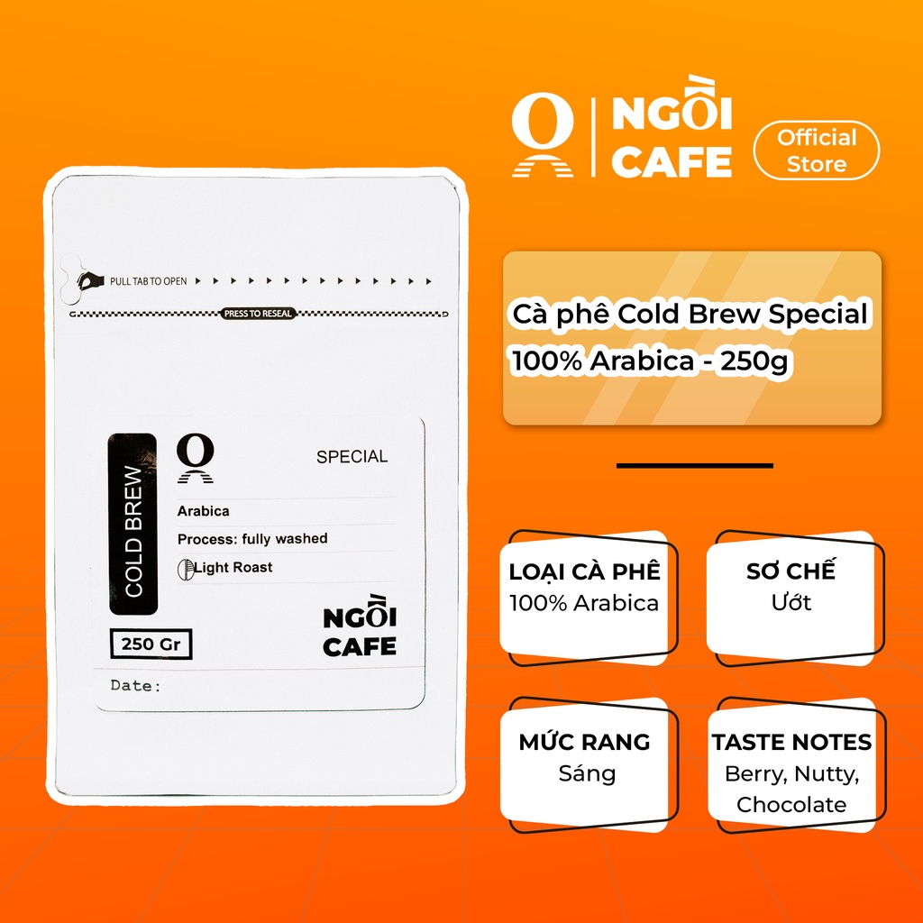 Cà phê COLD BREW Special 100% Arabica Cầu Đất Ngồi Cafe (Dạng hạt và bột xay sẵn)