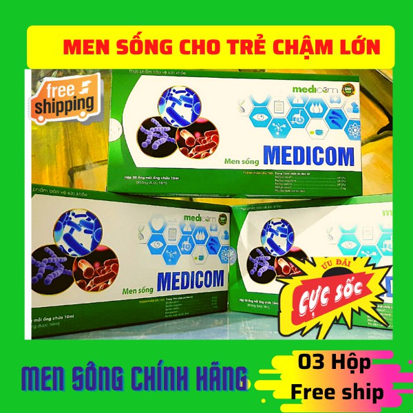 [ Chính hãng ] Mua 12 tặng 3 Men sống bạch mai Medicom, bào tử, thế hệ mới, hộp lớn 10ml x 20 ống, cho trẻ tiêu chảy