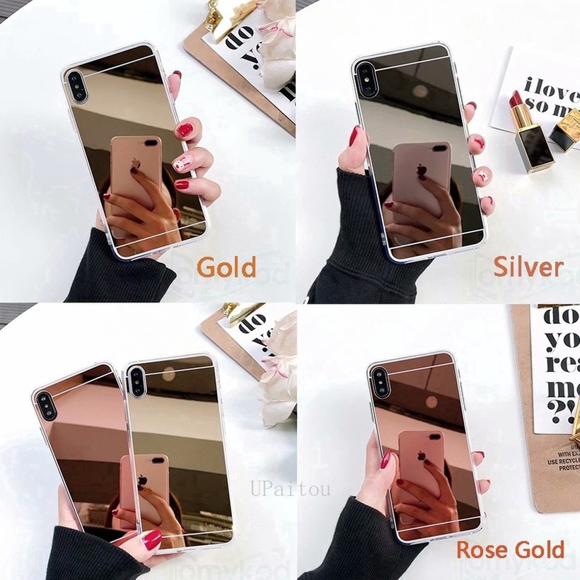 Casing OPPO Reno 3 Realme 5 5i 5 Pro 3 3 Pro R9s R9s Plus Makeup Mirror Bling Soft TPU Case