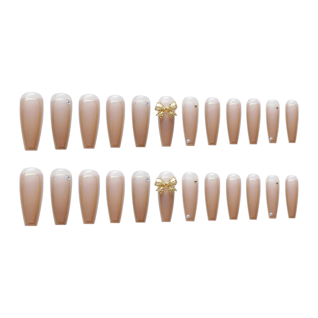 bộ 24 móng tay giả đính nơ thiết kế sang chảnh Jojo Z182 móng giả nailbox rẻ đẹp thời trang độc lạ kèm keo tự