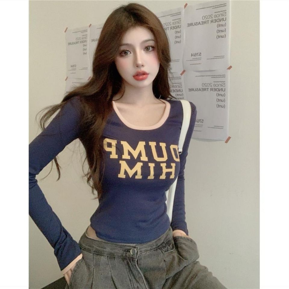 Áo Thun Tay Dài Cổ Tròn Hoạ Tiết In Phong Cách Retro