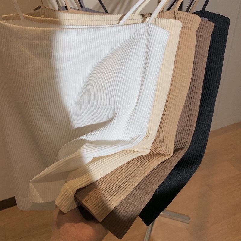 Áo 2 dây [Minhduongct] ngang ngực Croptop Len Tâm, thun ống ôm body Áo Bra 2 dây len tâm Mã 3003