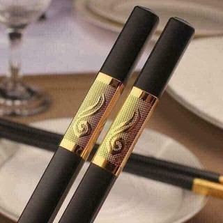 Đũa Mạ Vàng Hàn Quốc Chất Liệu Hợp Kim Cao Cấp Đầu Đũa Có Chống Trơn Hộp 10 đôi