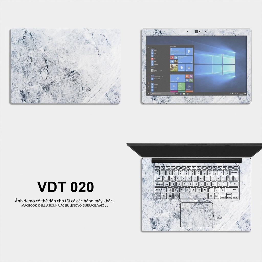 Bộ skin dán laptop mẫu Vân Đá / Có mẫu decal dán cho tất cả các hãng máy tính