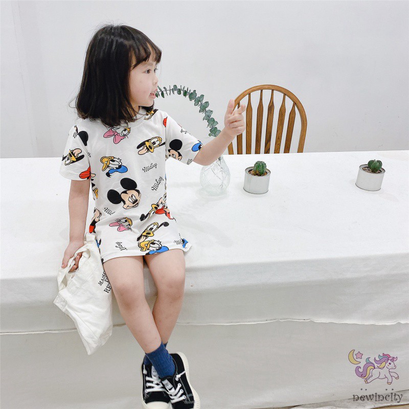 Đầm bé gái in hình chuột Mickey