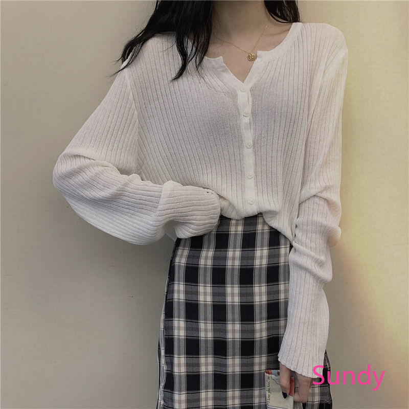 Áo Khoác Cardigan Dài Tay Chống Nắng Xinh Xắn Cho Nữ