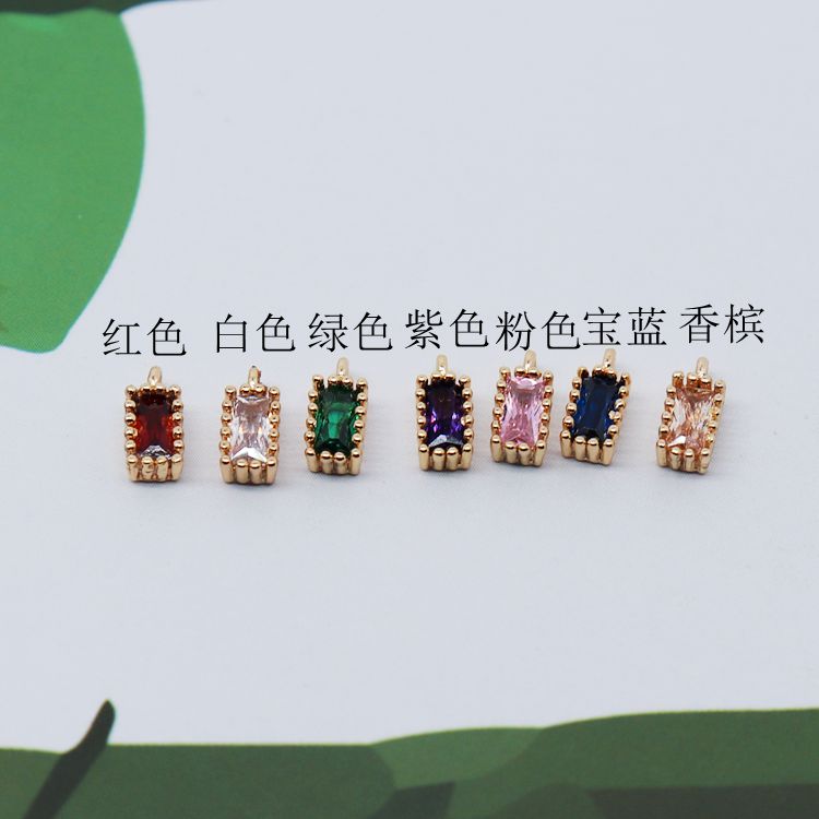 Mặt dây chuyền đá zircon vuông nhỏ màu vàng 18K DIY