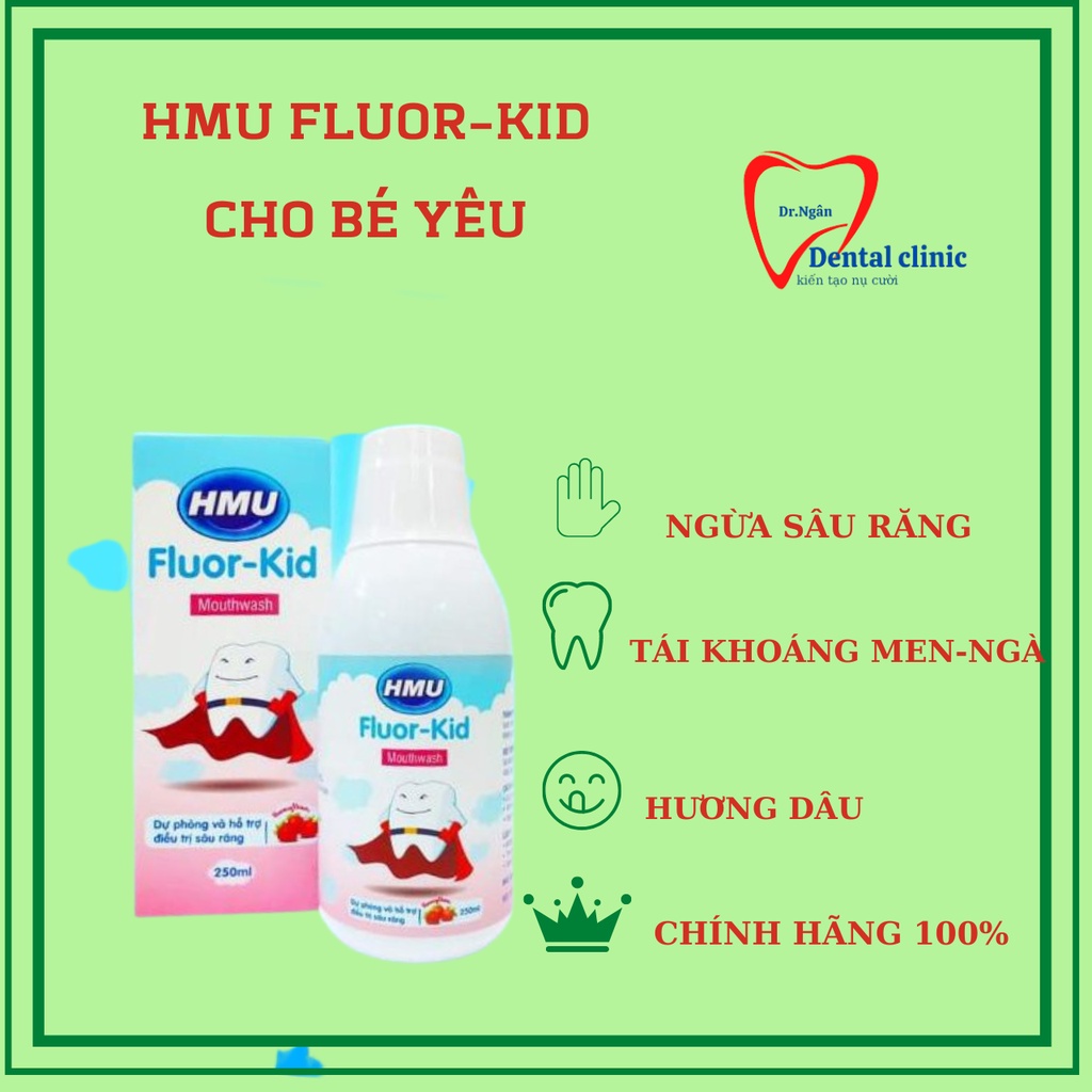 Nước Súc Miệng Hmu Kid Trẻ Em Hmu - Nước Súc Miệng Dự Phòng Chống Sâu Răng, Hôi Miệng Trẻ Em Đh Y Hà Nội Chính Hãng