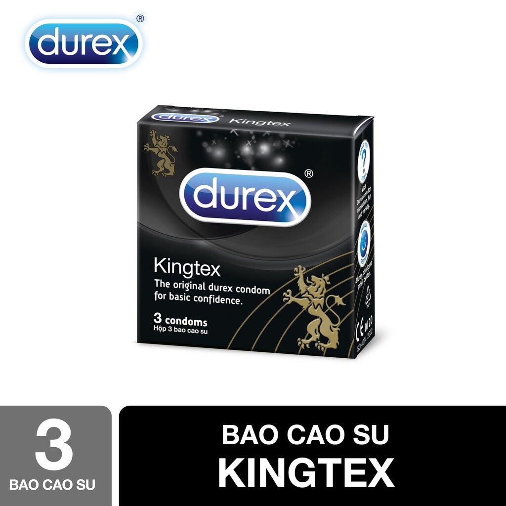 [CHÍNH HÃNG] Bao Cao SU DUREX Kingtex ôm sát size 49mm - Hộp 3 chiếc