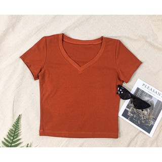 [Ảnh Thật] ÁO THUN CROPTOP CỔ TIM TAY NGẮN Chất Bozip Siêu Mịn