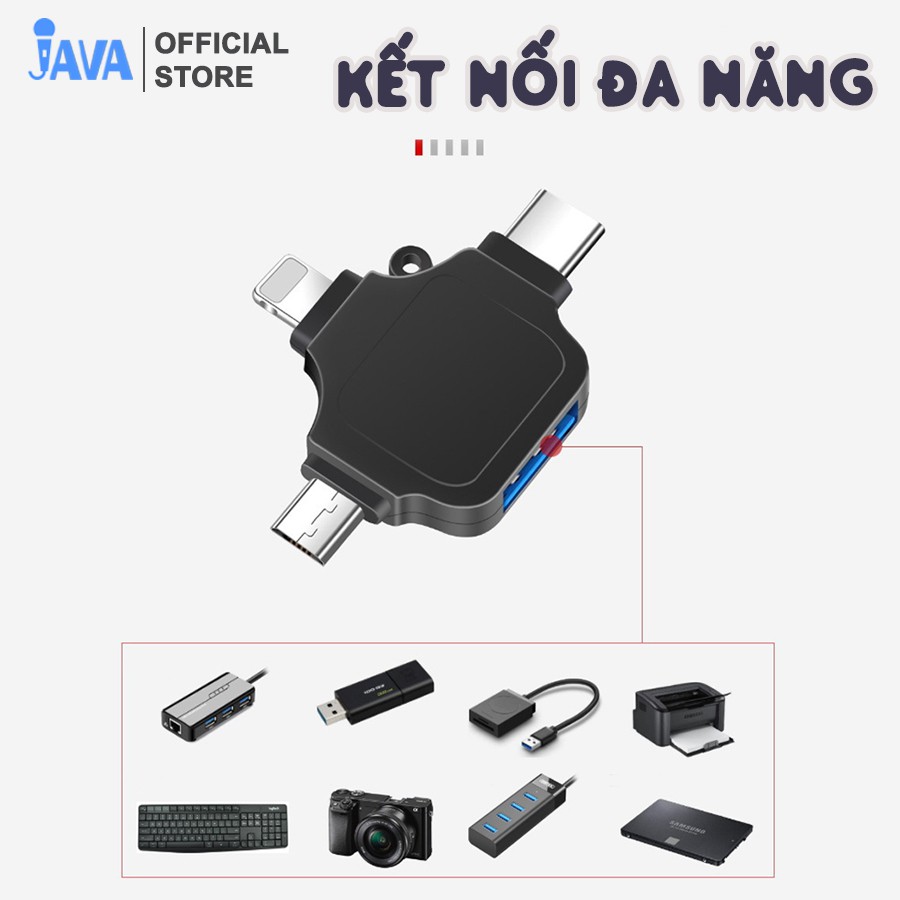 [CÁP 3in1 ] Đầu chuyển OTG 3 đầu Lightning/ Micro/ Type C sang USB - Truyền dữ liệu - Hỗ trợ kết nối bàn phím chuột