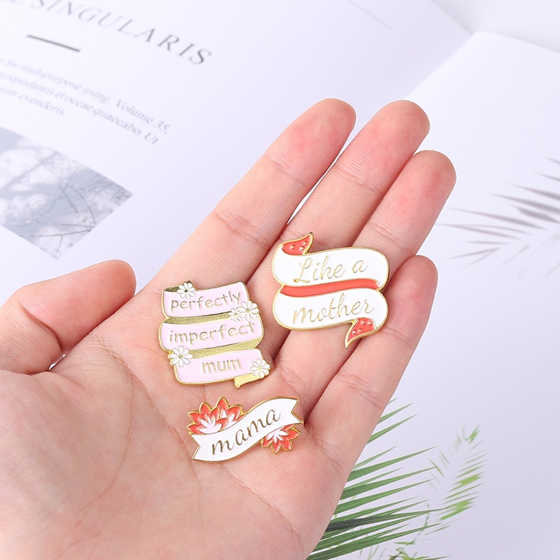 Ghim cài áo QIHE JEWELRY Best Mama Perfect Mum hoạt hình màu hồng