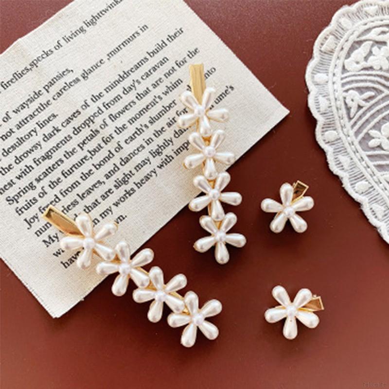 Kẹp tóc đính hạt giả ngọc trai phong cách Hàn Quốc