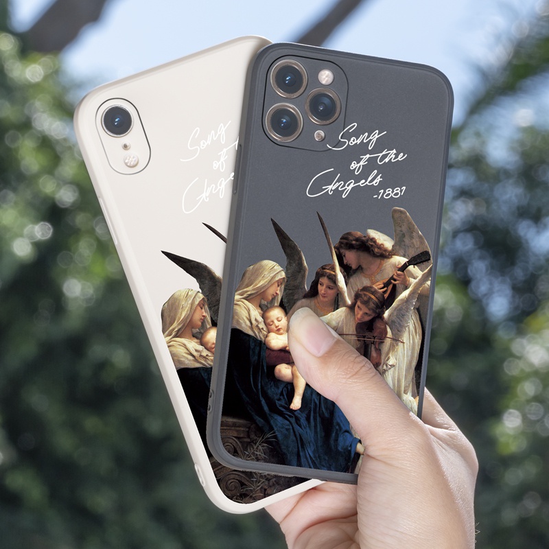 Ốp điện thoại iphone vuông hình thiên thần AKBKTII thích hợp iPhone 11Pro Max 7 8 plus 13 12ProMax Xr Xs Max 13 12 Mini