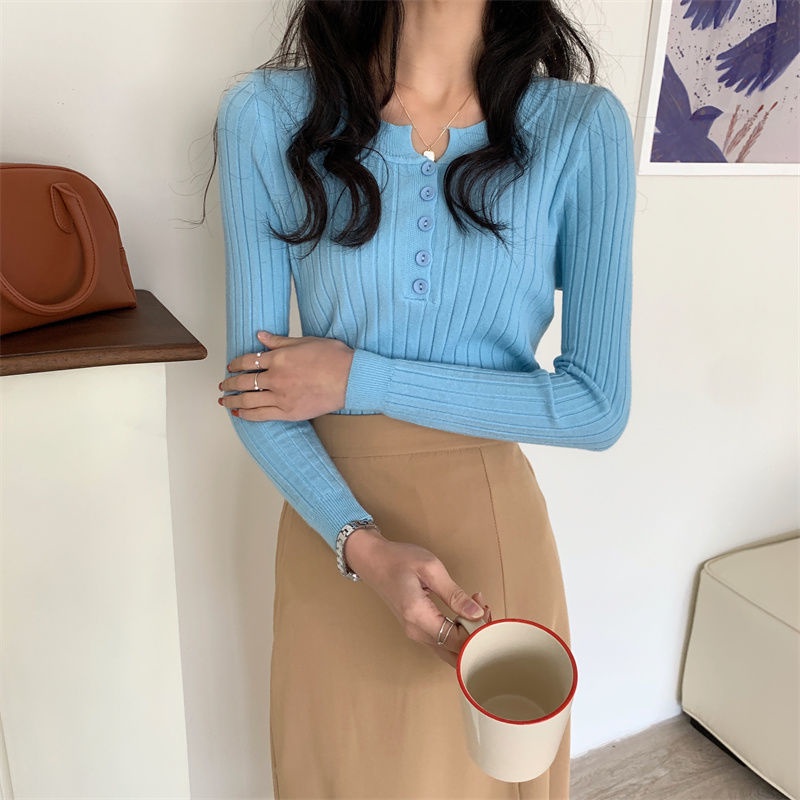 Áo len dài tay phong cách Hàn Quốc thanh lịch dành cho nữ