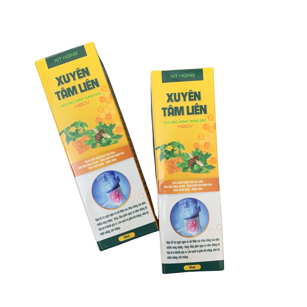 Xịt họng Xuyên tâm liên keo ong xanh nano bạc H2CV - lọ 30ml