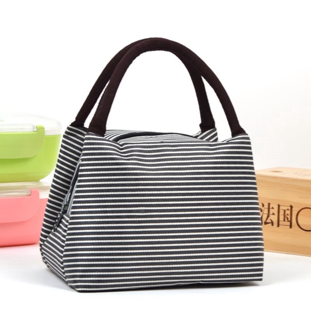 Túi đựng hộp cơm trưa phối họa tiết sọc ngang đơn giản xinh xắn | BigBuy360 - bigbuy360.vn