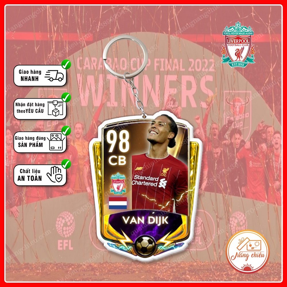 Móc khóa Van Dijk, CLB bóng đá Liverpool - Dày In Sắc Nét 2 Mặt