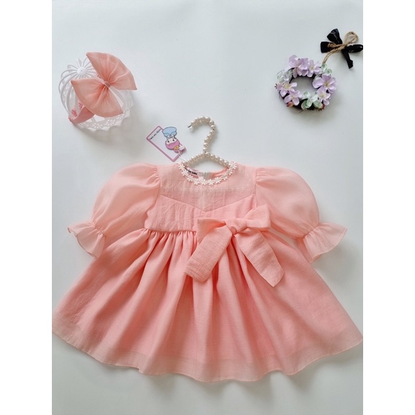 Bodysuit Yếm Lụa Đỏ, Váy Tơ Hồng Cam Potato Kids Hàng Thiết Kế Sang Chảnh Cho Bé (tặng kèm phụ kiện như hình)