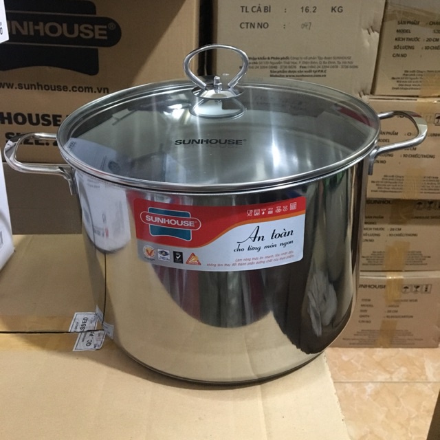 Nồi luộc gà inox 3 đáy SUNHOUSE SH28LG Dùng được trên bếp từ