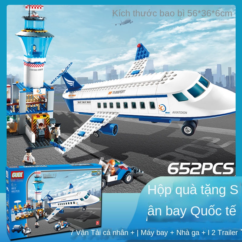 ♈☃Tương thích với Lego city series mô hình máy bay lắp ráp các khối xây dựng, máy bay chở khách cỡ lớn, câu đố giáo dục