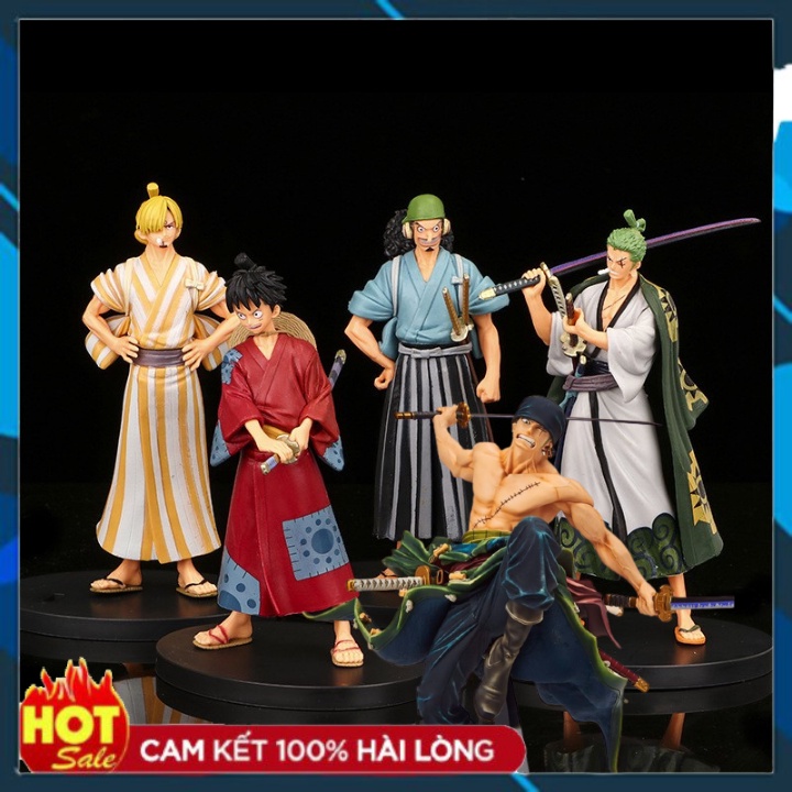 Mô Hình Nhân Vật One Piece Zoro Luffy Sanji Usopp Mặc Kimono Ở Nước Wano Cao 17 Cm