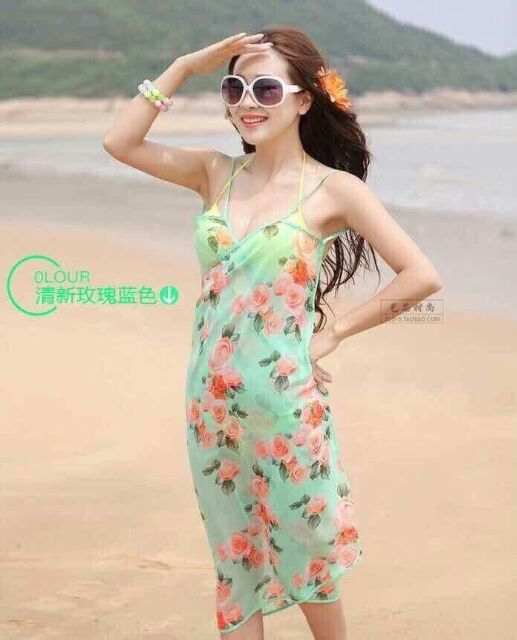 Sét Bộ  khăn Choàng voan đi biển đa năng mu sắc tươi sáng ( màu bất kỳ )