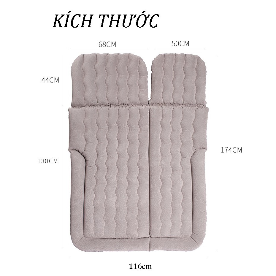 Đệm hơi ô tô xe 7 chỗ SUV 3 hàng ghế kích thước 174x118cm kèm bơm và 2 gối 3 màu thời trang 6 buồng khí thông minh