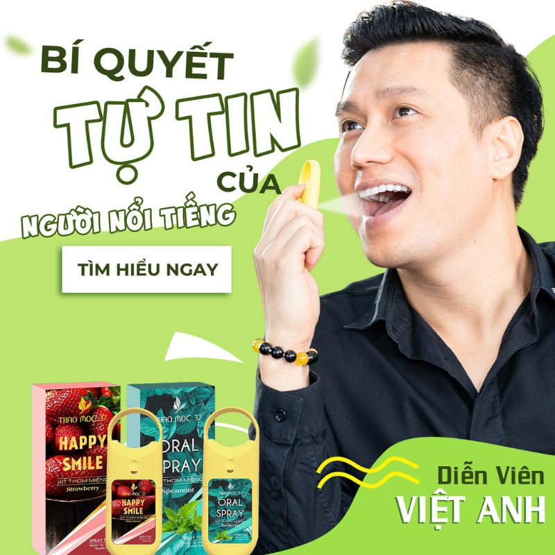 Xịt thơm miệng Thảo Mộc 37 Chính hãng Vị dâu tây ngọt ngào Vị bạc hà the mát