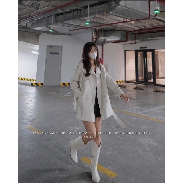 Áo Blazer nữ kèm đai lưng Kaki 2 màu nắp vai cổ bẻ dáng dài FREESHIP Áo khoác kaki cổ bẻ kèm thắt lưng
