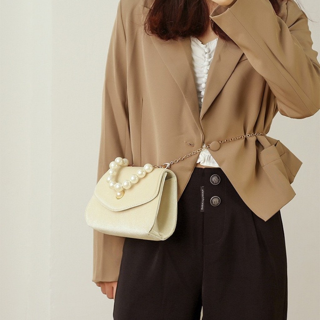 Túi xách nhung khóa đính hạt siêu xinh | BigBuy360 - bigbuy360.vn