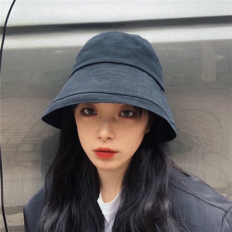 Nón Bucket Vành Rộng Bằng Cotton Lanh Mỏng Thoáng Khí Phong Cách Nhật Bản
