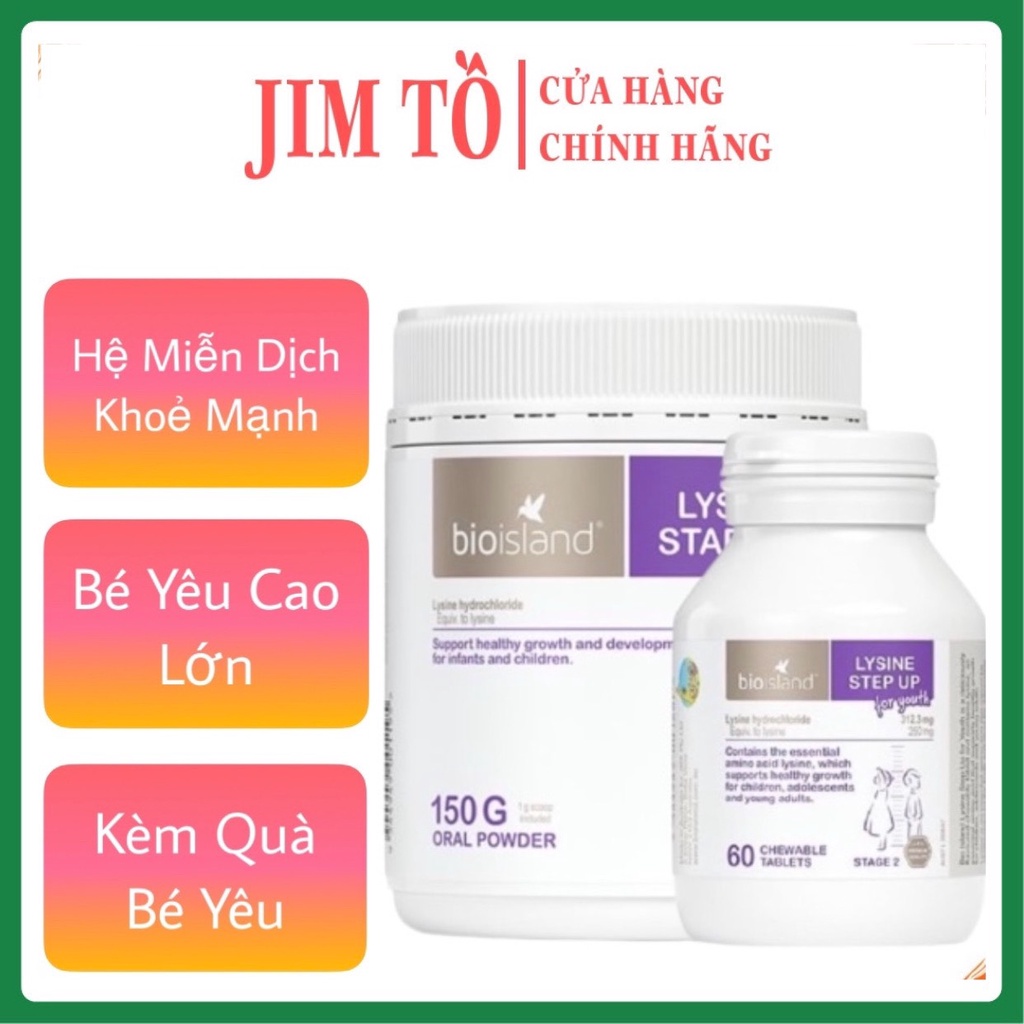 Bio island lysine cho bé Úc hỗ trợ tăng chiều cao cho bé 𝐍𝐄𝐖 lysine step up for youth lysin mẫu mới 2021