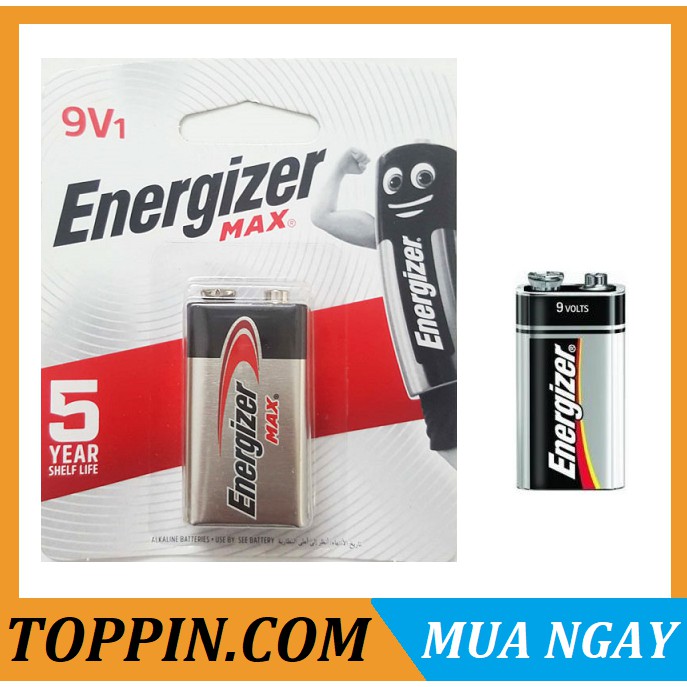 [TOPPIN] Pin 9V Energizer Alkaline Max 522 BP1 - Vỉ 1 Viên - Chính Hãng