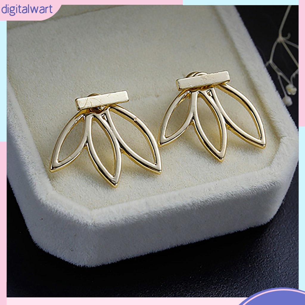 Cặp khuyên tai 2 mặt thiết kế hình cánh hoa sen sang trọng cá tính dành cho nữ