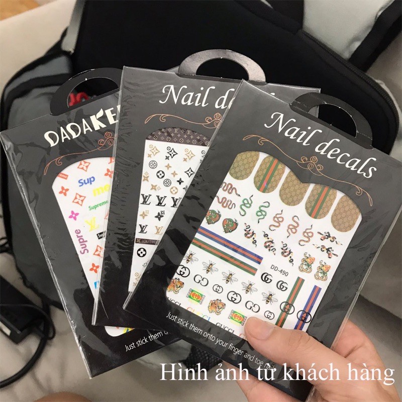 Miếng dán móng tay 3D nail sticker chủ đề họa tiết các thương hiệu nổi tiếng 12 mẫu (lẻ 1 tấm)