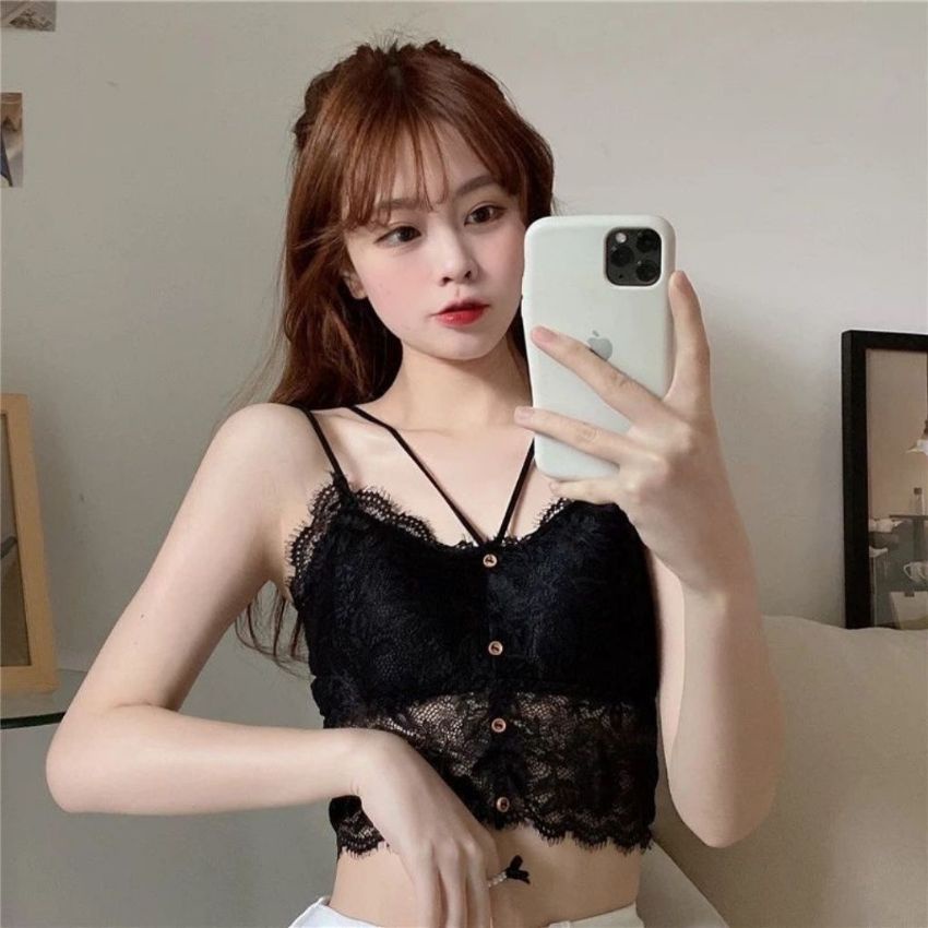 Áo bra nữ ren 2 dây Cao Cấp, Áo ngực kèm đệm mút mỏng nâng ngực quyến rũ, bất kể đen huyền bí hay trắng tinh khôi B7252