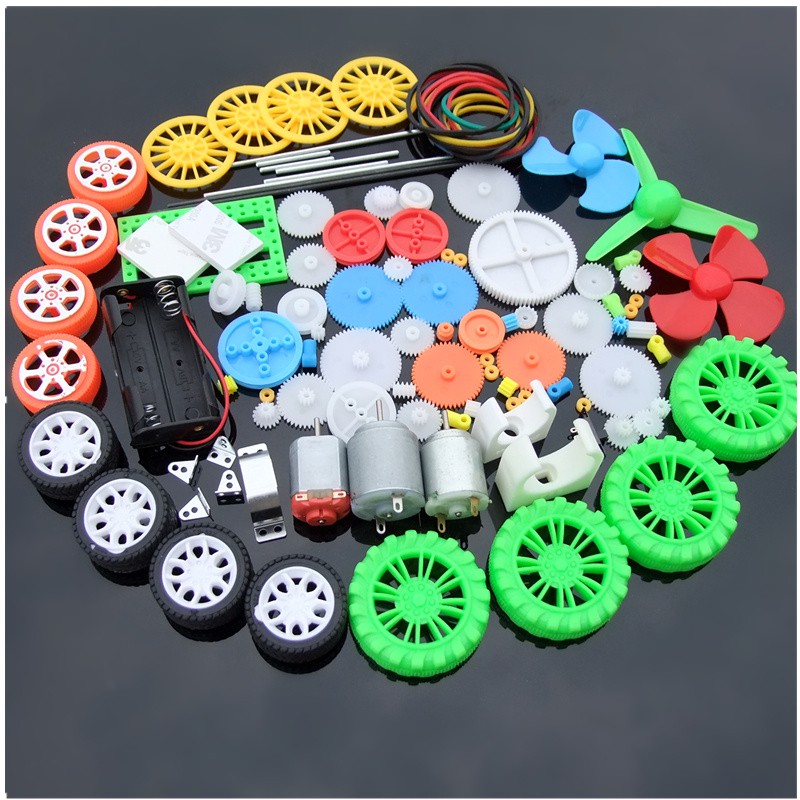 Đồ chơi robot mô-tơ DIY mô hình bánh xe nhựa TQ tốt- Bộ bánh răng nhựa 112 món và 55 món