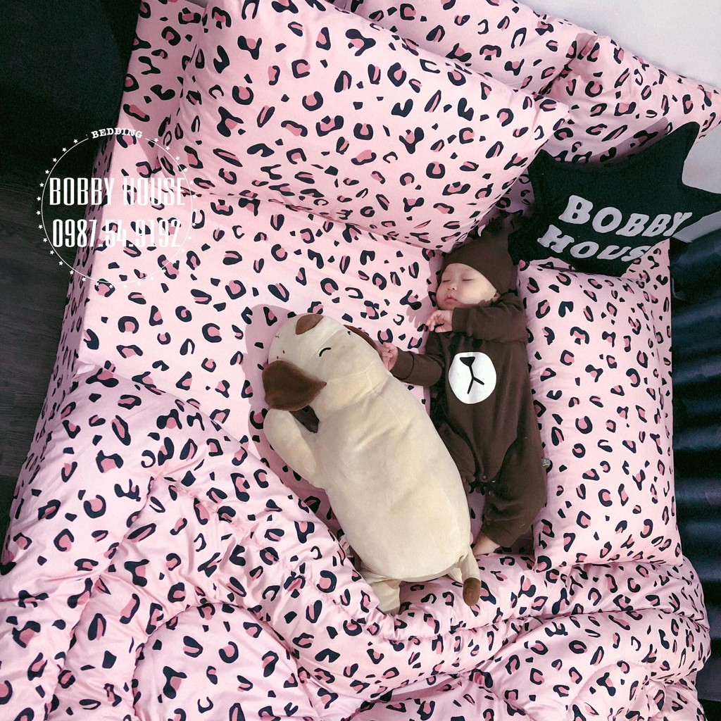 Set cotton ga gối báo hồng
