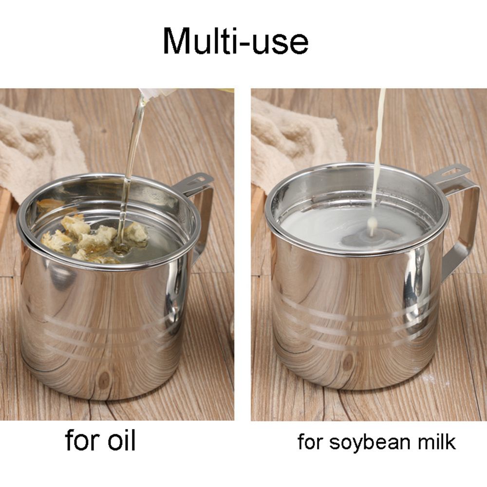 YIYU 1 nồi lọc dầu bằng thép không gỉ 1.3L/1.8L có tay cầm và nắp đậy tiện dụng