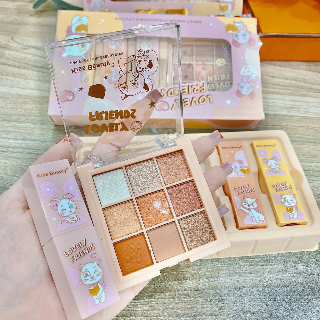 Set 3 son + phấn mắt Lovely kissbeauty G340 | BigBuy360 - bigbuy360.vn