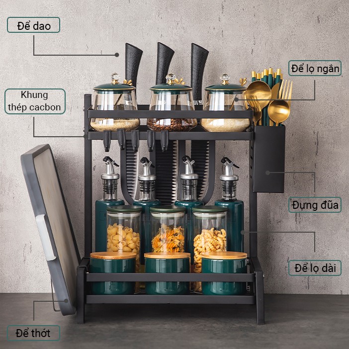 Kệ Để Gia Vị Nhà Bếp Đa Năng 3 Tầng VANDO Phủ Sơn Tĩnh Điện 3 Lớp Bảo Hành Chống Han gỉ  2 Năm | BigBuy360 - bigbuy360.vn