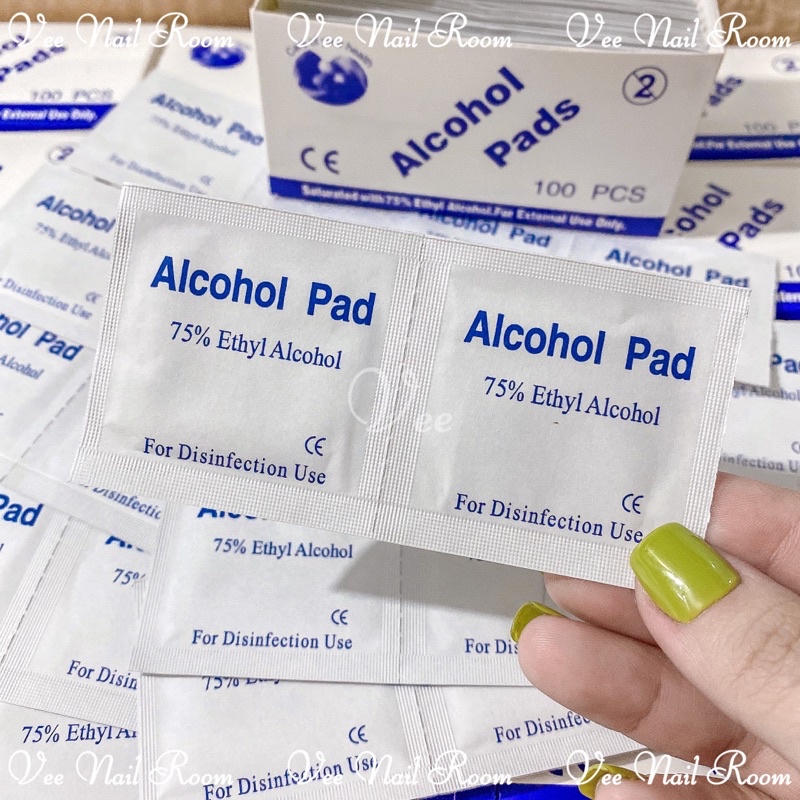 Hộp 100 Bông tẩm cồn nail box, sát khuẩn, tiệt trùng