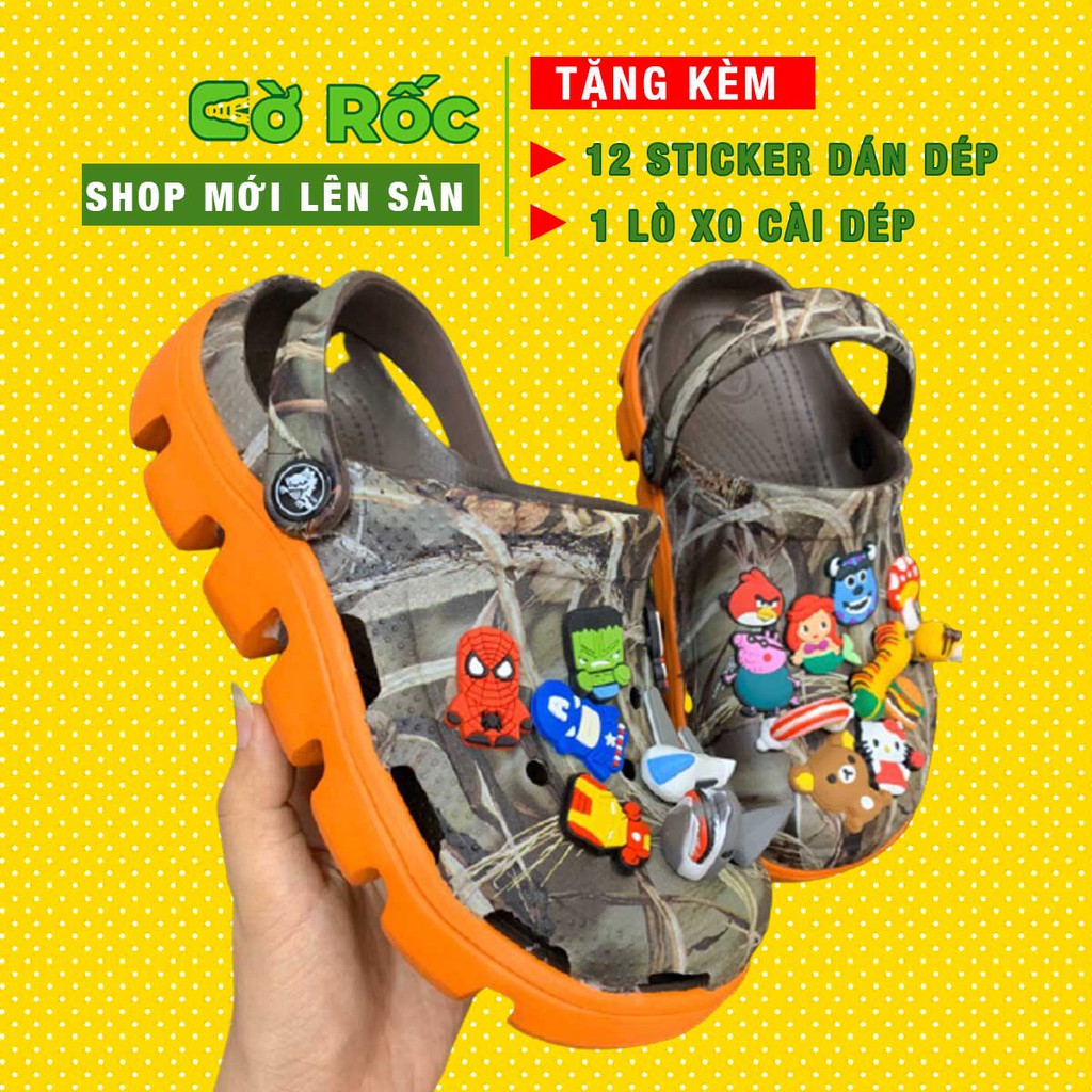 Dép cross vay son camo đế cam hàng xuất khẩu full box đủ 8 màu, 8 size