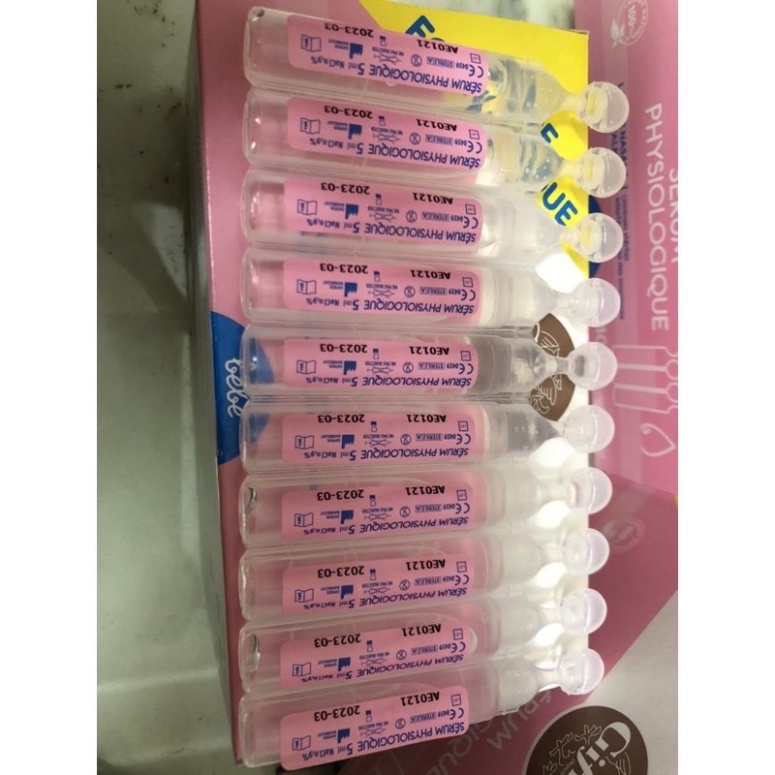 Hộp 40 tép nước muối sinh lý Gifrer Hồng 1ml vệ sinh mắt mũi cho bé