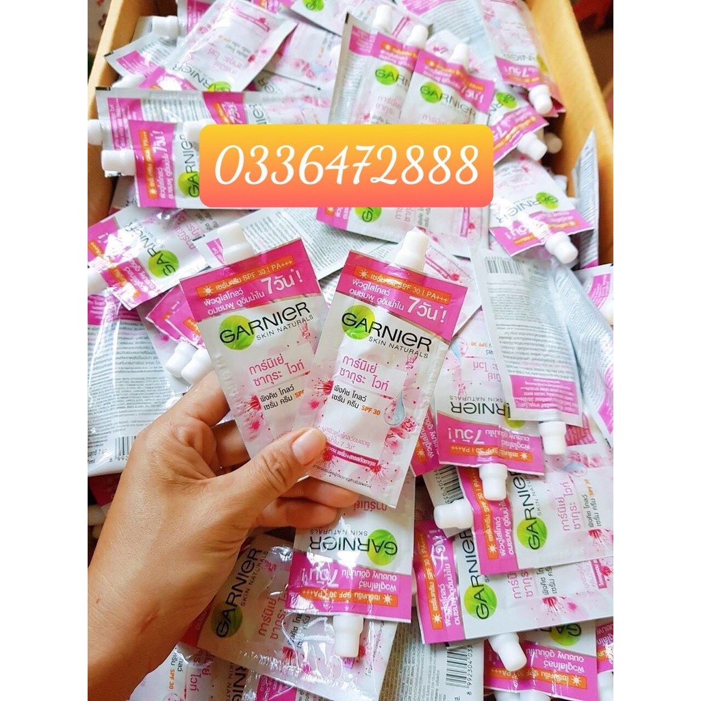 HỘP 6 GÓI DƯỠNG GARNIER MÀU HỒNG THÁI LAN sp30+++
