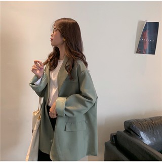 KHOÁC BLAZER XANH DÁNG RỘNG (kèm video, ảnh thật)
