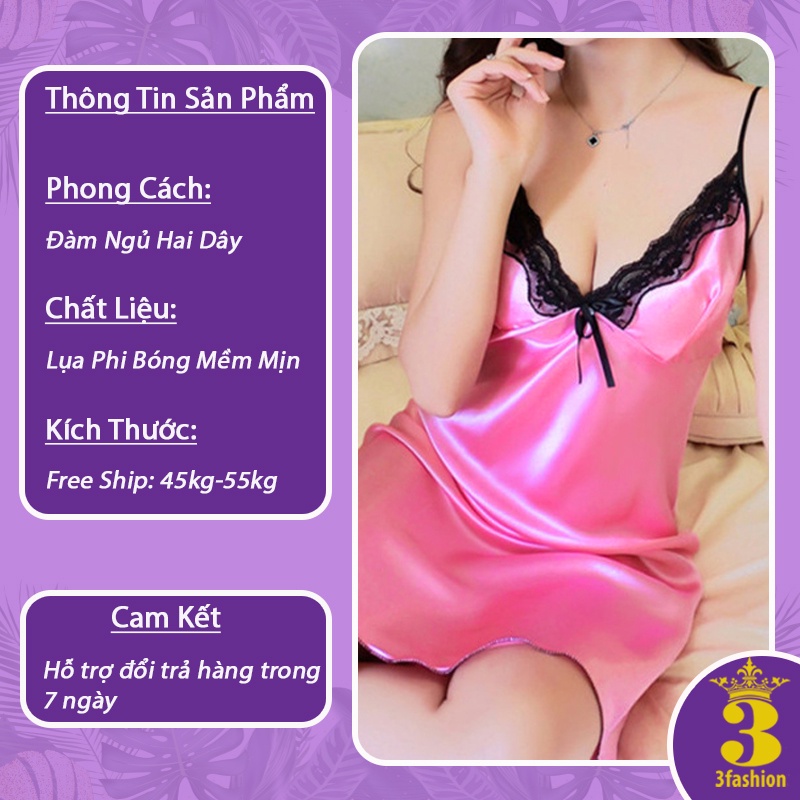 Đầm Ngủ Hai Dây Cổ Chữ V Vải Lụa Mềm Mịn Thoáng Mát Rủ Nhẹ Thoáng Mát Không Nhăn, Không Xù - N02