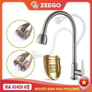 Zeego vòi chậu rửa chén thẳng bằng thép không gỉ inox sus 304 xoay 360 ° linh hoạt